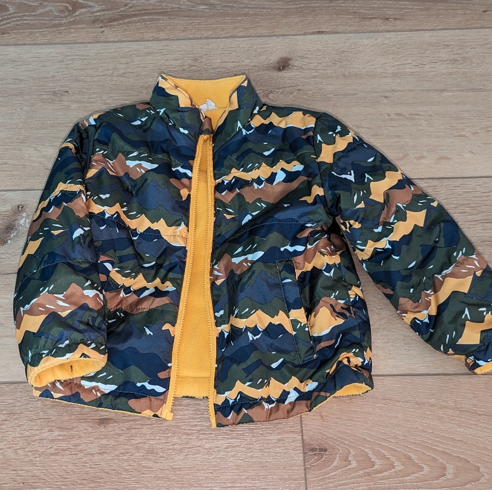 Puffer jacket 2t Boys Light Weight Fleece Lining Fall Mountain Print Winter